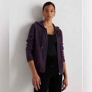 Quince Mongolian Cashmere Full-Zip Hoodie Deep Orchid Purple Size Small